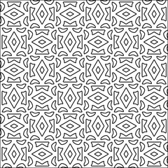 Figures from lines.Black pattern on white wallpaper for web page, textures, card, poster, fabric, textile. Abstract background.Repeating background image.White texture. Lines form shapes.