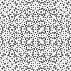 Figures from lines.Black pattern on white wallpaper for web page, textures, card, poster, fabric, textile. Abstract background.Repeating background image.White texture. Lines form shapes.