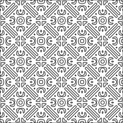 Figures from lines.Black pattern on white wallpaper for web page, textures, card, poster, fabric, textile. Abstract background.Repeating background image.White texture. Lines form shapes.