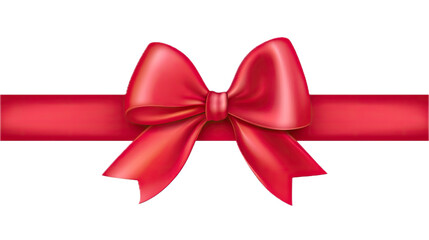 a red ribbon and bow, top view in a PNG, Gift-themed, isolated, and transparent photorealistic illustration. Generative ai
