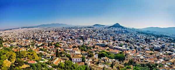 Athens Greece. Cityscape view from the Acropolis of Athens