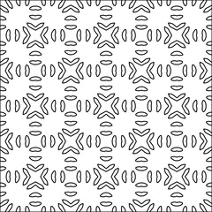 Figures from lines.Black pattern on white wallpaper for web page, textures, card, poster, fabric, textile. Abstract background.Repeating background image.White texture. Lines form shapes.
