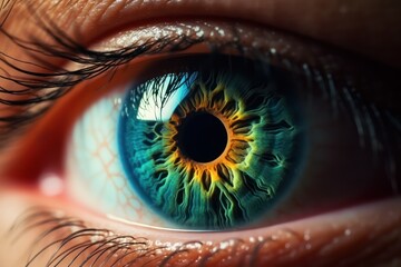 Macro closeup of a Chaman's eye, iris, pupil, eye lashes - obrazy, fototapety, plakaty