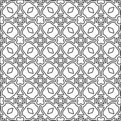 Figures from lines.Black pattern on white wallpaper for web page, textures, card, poster, fabric, textile. Abstract background.Repeating background image.White texture. Lines form shapes.