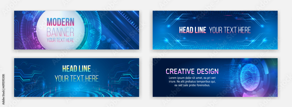 Wall mural abstract banner on the theme of data protection, cyber security, science, data array. futuristic dig