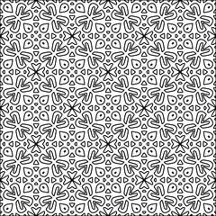 Figures from lines.Black pattern on white wallpaper for web page, textures, card, poster, fabric, textile. Abstract background.Repeating background image.White texture. Lines form shapes.