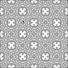 Figures from lines.Black pattern on white wallpaper for web page, textures, card, poster, fabric, textile. Abstract background.Repeating background image.White texture. Lines form shapes.