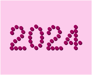 2024 Happy New Year Abstract Purple Graphic Design Holiday Vector Logo Symbol Illustration