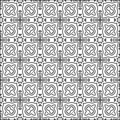 Figures from lines.Black pattern on white wallpaper for web page, textures, card, poster, fabric, textile. Abstract background.Repeating background image.White texture. Lines form shapes.