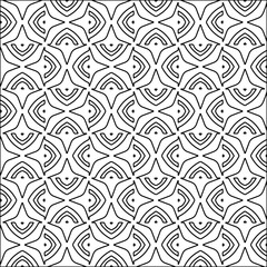 Figures from lines.Black pattern on white wallpaper for web page, textures, card, poster, fabric, textile. Abstract background.Repeating background image.White texture. Lines form shapes.