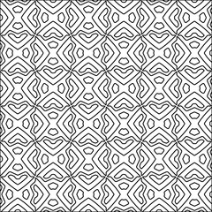 Fototapeta premium Figures from lines.Black pattern on white wallpaper for web page, textures, card, poster, fabric, textile. Abstract background.Repeating background image.White texture. Lines form shapes.