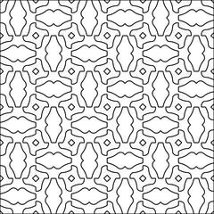 Figures from lines.Black pattern on white wallpaper for web page, textures, card, poster, fabric, textile. Abstract background.Repeating background image.White texture. Lines form shapes.