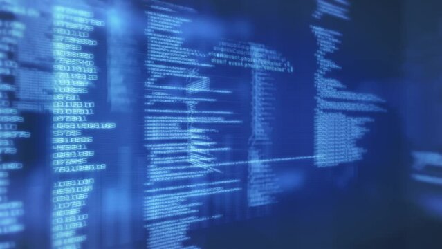 Technology Background with Abstract Digital Code Motion. Software Development Process Concept in Cyberspace. Program Code Loopable.
