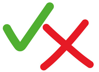 yes and no - tick and cross on transparent background