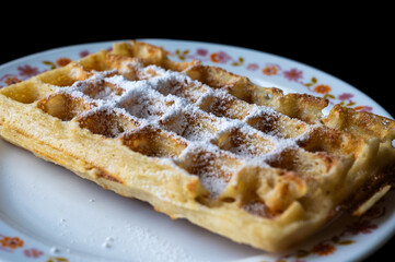 Close up of fresh home made Brussels Waffles, Belgium