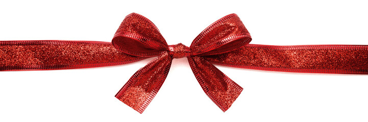 Red gift bow isolated on white background