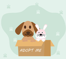 Human adopting pets and fostering. Pet adoption concept. flat vector illustration.