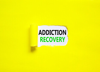 Addiction recovery symbol. Concept words Addiction recovery on beautiful white paper. Beautiful...