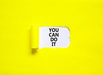 You can do it symbol. Concept word You can do it on beautiful white paper. Beautiful yellow paper background. Business motivational you can do it concept. Copy space.
