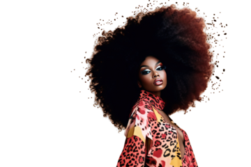 studio pink lady elegant curly person makeup brunette black cute coiffure isolated glamour dress white face model portrait beauty Beautiful young African fashion woman girl bag big afro hair style