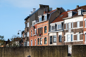 Fototapeta na wymiar Laeken, Brussels Capital Region, Belgium - Facades of residential houses in a row