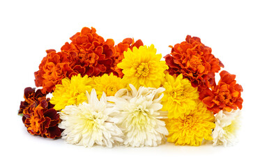 Chrysanthemums with marigolds.