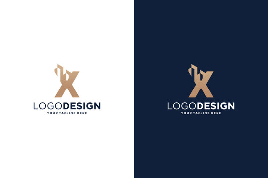 Building architecture letter X logo design.