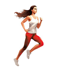 Fototapeta na wymiar a woman jogging in a 3/4 view, PNG isolated and transparent leisure-themed, graphic illustration. Generative ai