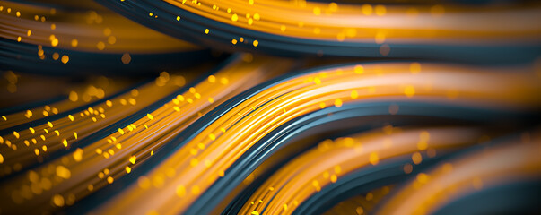 Web banner of yellow data cables - obrazy, fototapety, plakaty