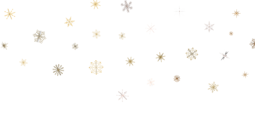 Snowflakes - new year pattern. Christmas theme, golden openwork shiny snowflakes, star, 3D rendering.