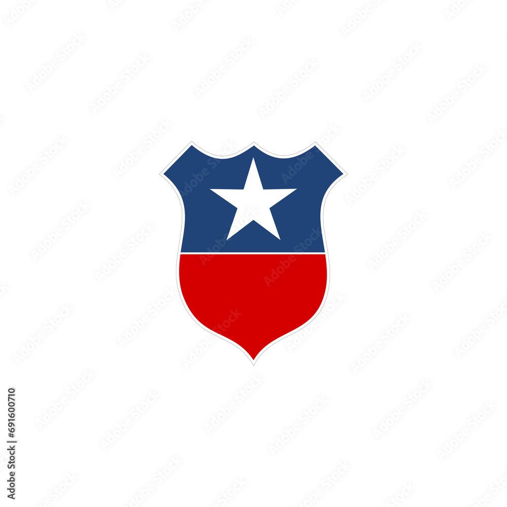 Sticker US flag shield icon isolated on transparent background