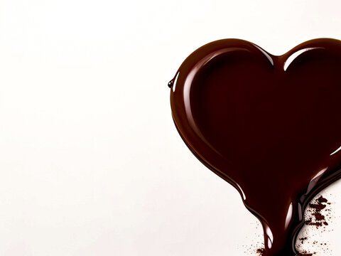 Melted chocolate in the shape of a heart. With space for text. Valentine's Day concept. Generative AI