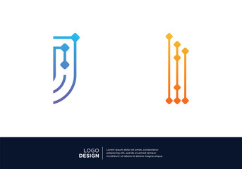 Artificial Intelligence letter I logo design.