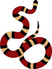 Eastern Milk Snake flat vector illustration. non-venomous serpent in striking red, white, and black colors, reminiscent of the coral snake. 