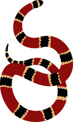 Eastern Coral Snake (Micrurus fulvius) coralillo flat illustration. Red black and yellow venomous reptile.