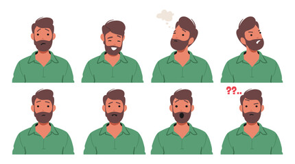 Man Emotions Vary. Joy Beams From his Smile, Sadness Clouds his Eyes, Determination Fuels his Gaze, And, Shock
