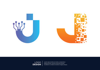 Technology letter J logo design. Creative and modern logo design