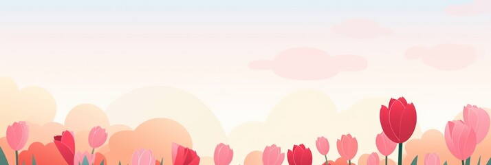 Fototapeta na wymiar Beautiful Animated Tulip Flower Background with Empty Copy Space for Text - Flowers Tulips Nature Backdrop - Flat Vector Flower Graphic Illustration Wallpaper created with Generative AI Technology