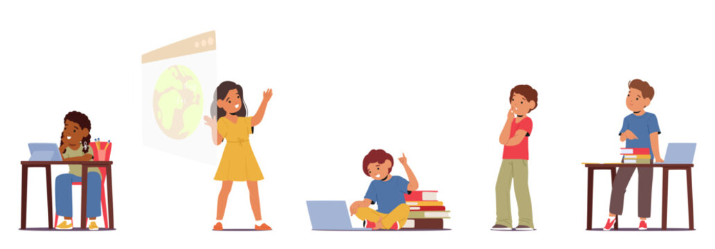 Kids Characters Immersed In Joyful Learning, Exploring Curiosity, Fostering Creativity, And Building Foundational Skills