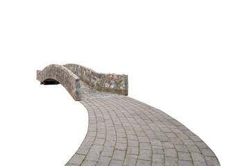 old stone bridge with a pavement road isolated png