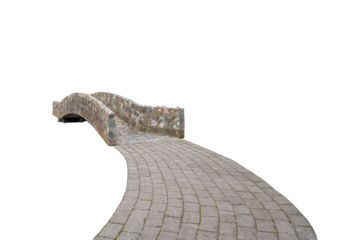 old stone bridge with a pavement road isolated png