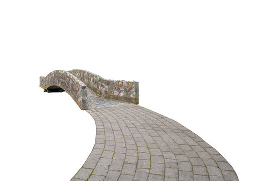 old stone bridge with a pavement road isolated png