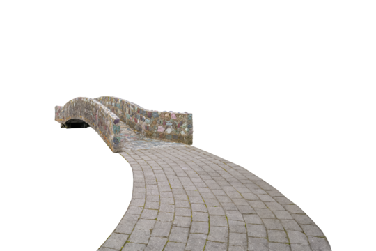 old stone bridge with a pavement road isolated png