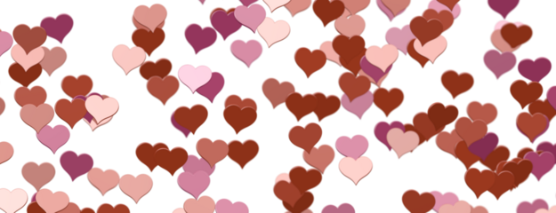 hearts on a transparent background. 3D rendering. for valentine's day and wedding. PNG Rain from hearts.