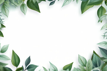 A green leaves frame  place for an inscription ,text ,message's ,greeting card , white background 