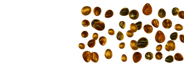 Easter eggs collection. White and gold 3d elegant design elements.