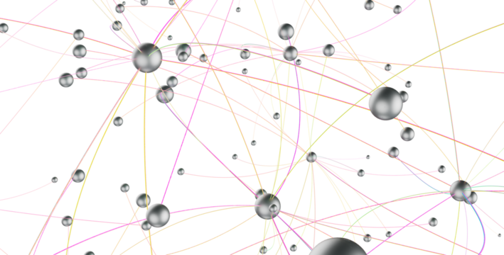 Abstract polygonal space with connecting dots and lines. Dark background. Connection structure. 3d Widescreen