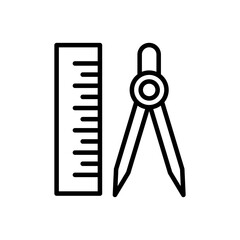 Geometry icon. math education technical drawing tool for drafting blueprint and engineering ruler and architecture geometric scale symbol logo. measuring instrument ruler vector logo icon