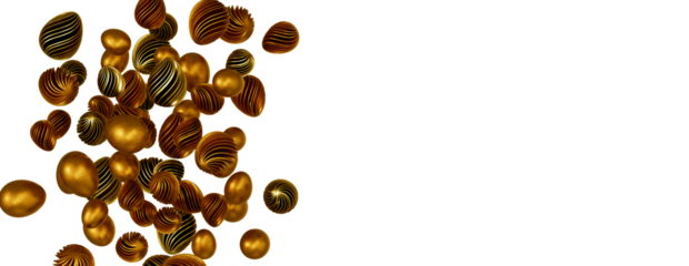 Easter eggs collection. White and gold 3d elegant design elements.