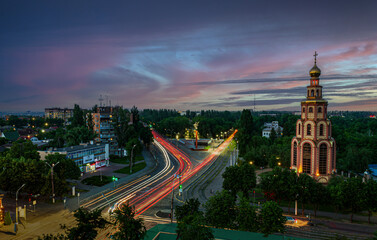 Evening landscapes of one of the cities of Eastern Europe Krivoy Rog, Ukraine before the Russian attack